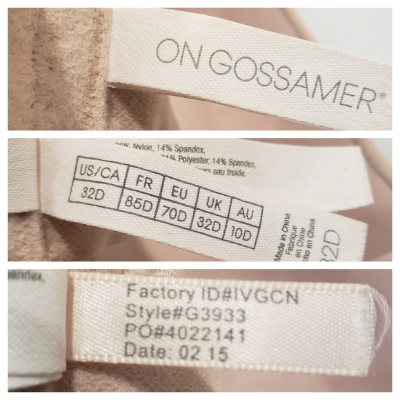 FURLOYGH SALE On Gossamer Basic Lace Nude Plunge Underwire Bra - Sz 32D US/UK. - Picture 5 of 8